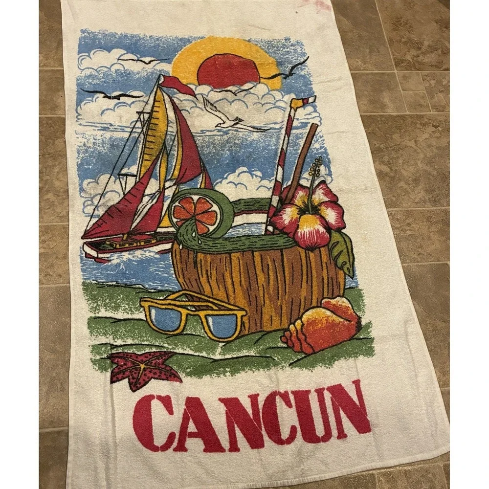 Vintage‎ Cancun Mexico Beach Towel 54X32 inches